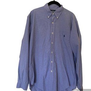 RALPH LAUREN Yarmouth  Blue Button Down Shirt Size 15-1/2